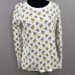 Victoria's Secret Women’s Thermal Top Sz XS Yellow Floral Waffle Y2K Cottagecore